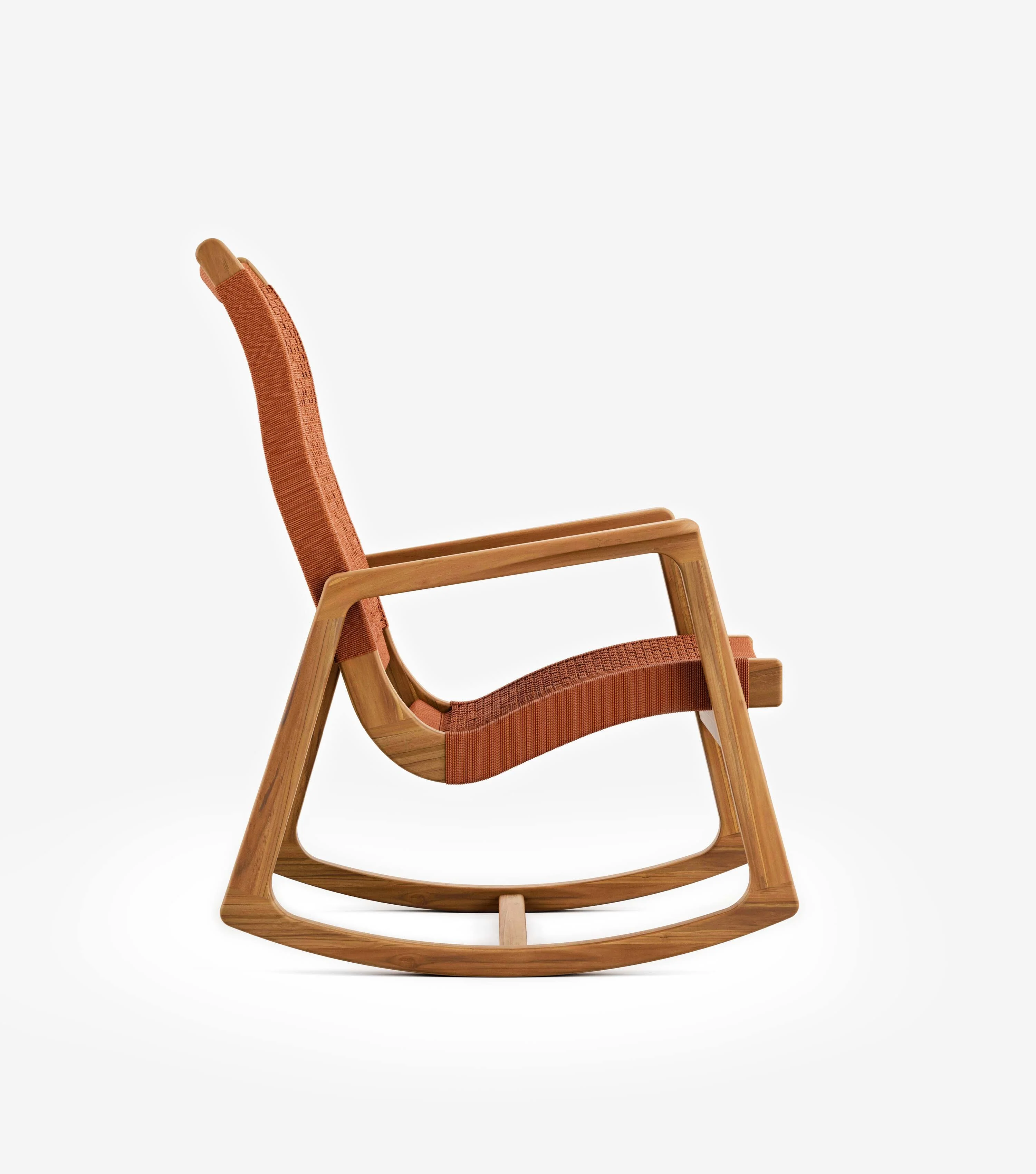 Arenal Outdoor Rocking Chair | Rust V Braided Cord - Image 8