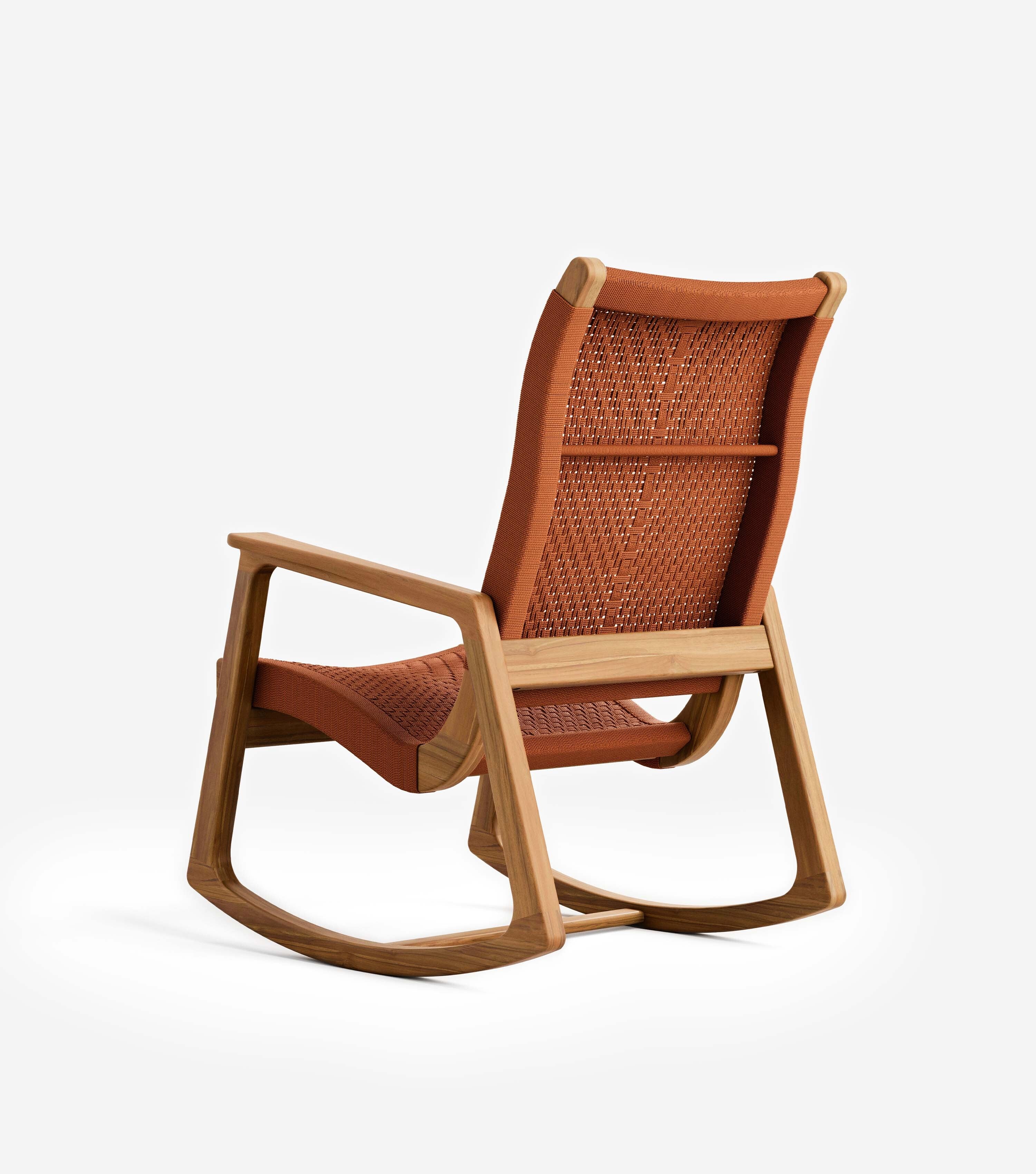 Arenal Outdoor Rocking Chair | Rust V Braided Cord - Image 9