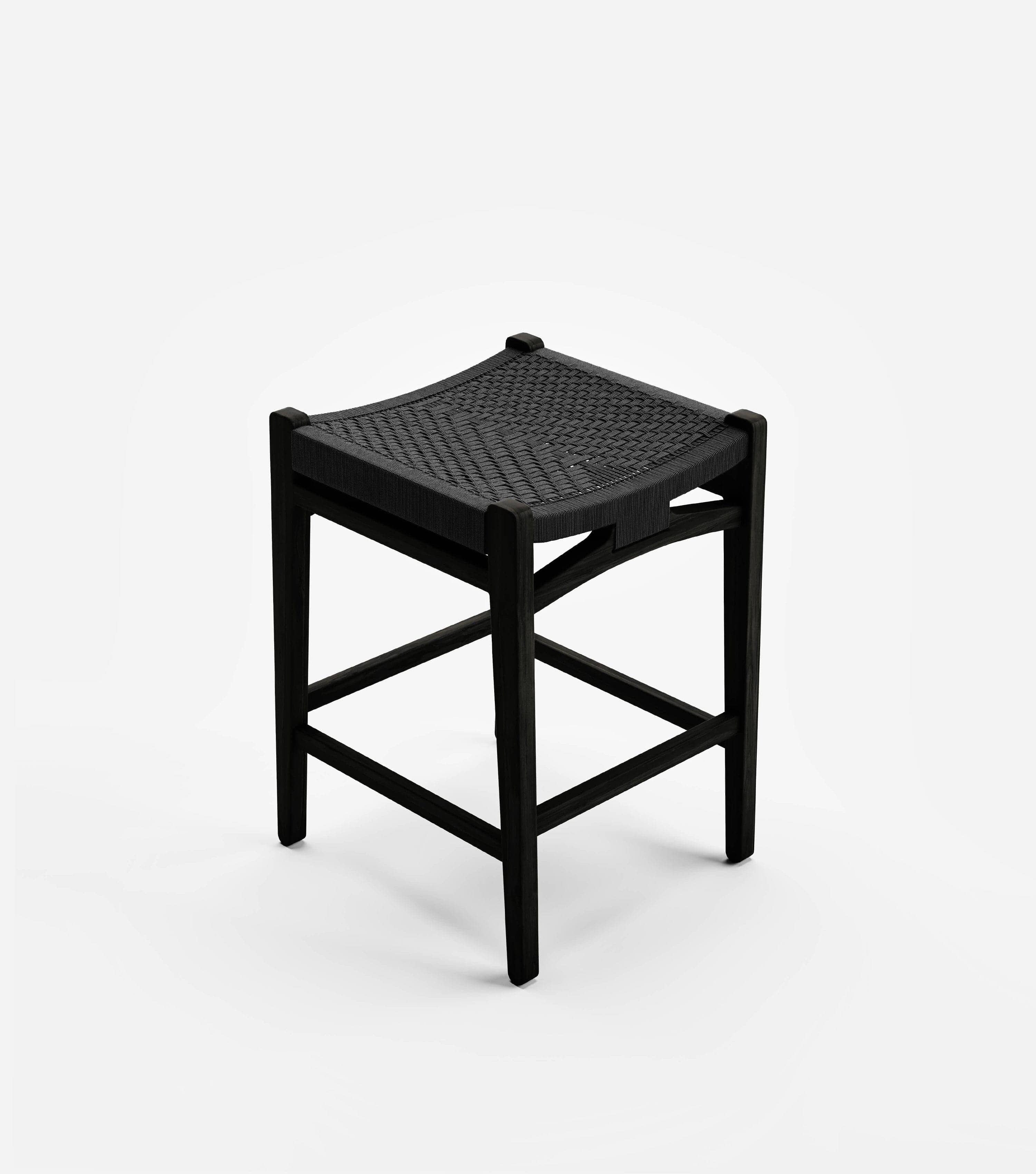 Chontales Backless Barstool | Black V Braided Cord - Image 4