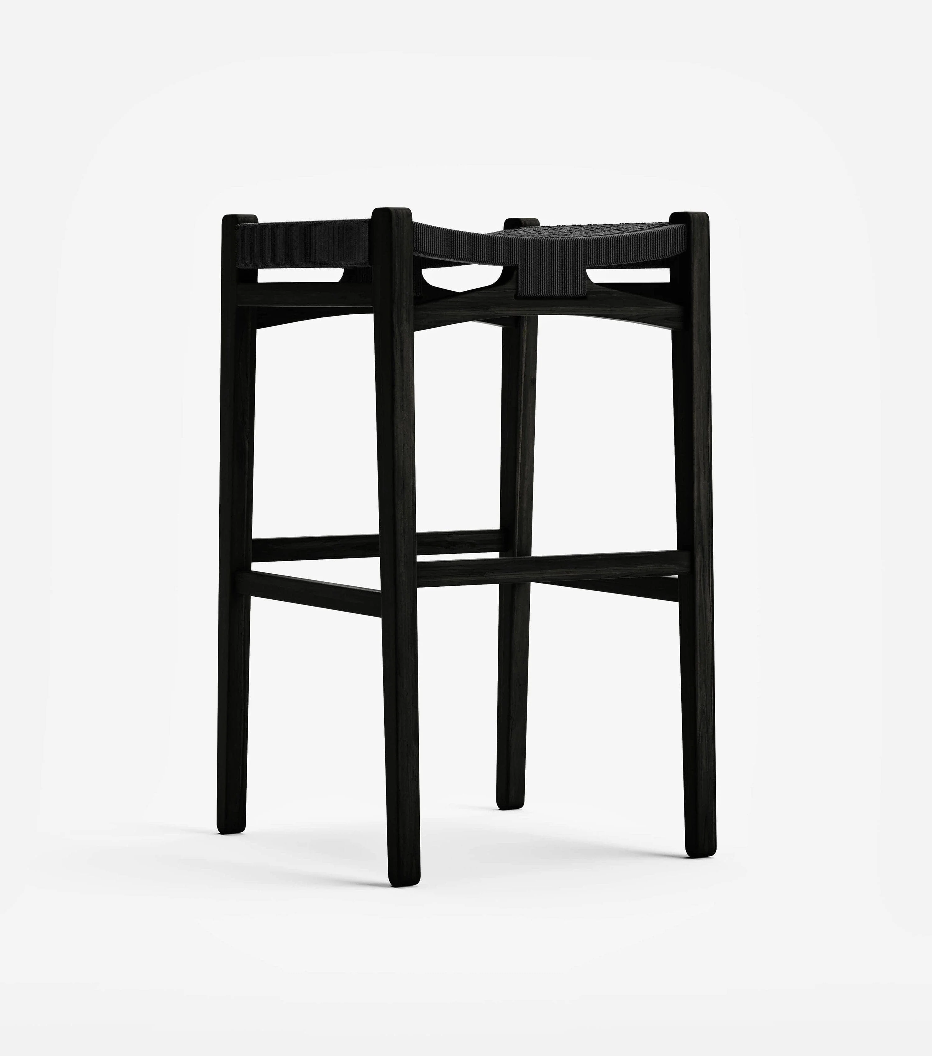 Chontales Backless Barstool | Black V Braided Cord - Image 6