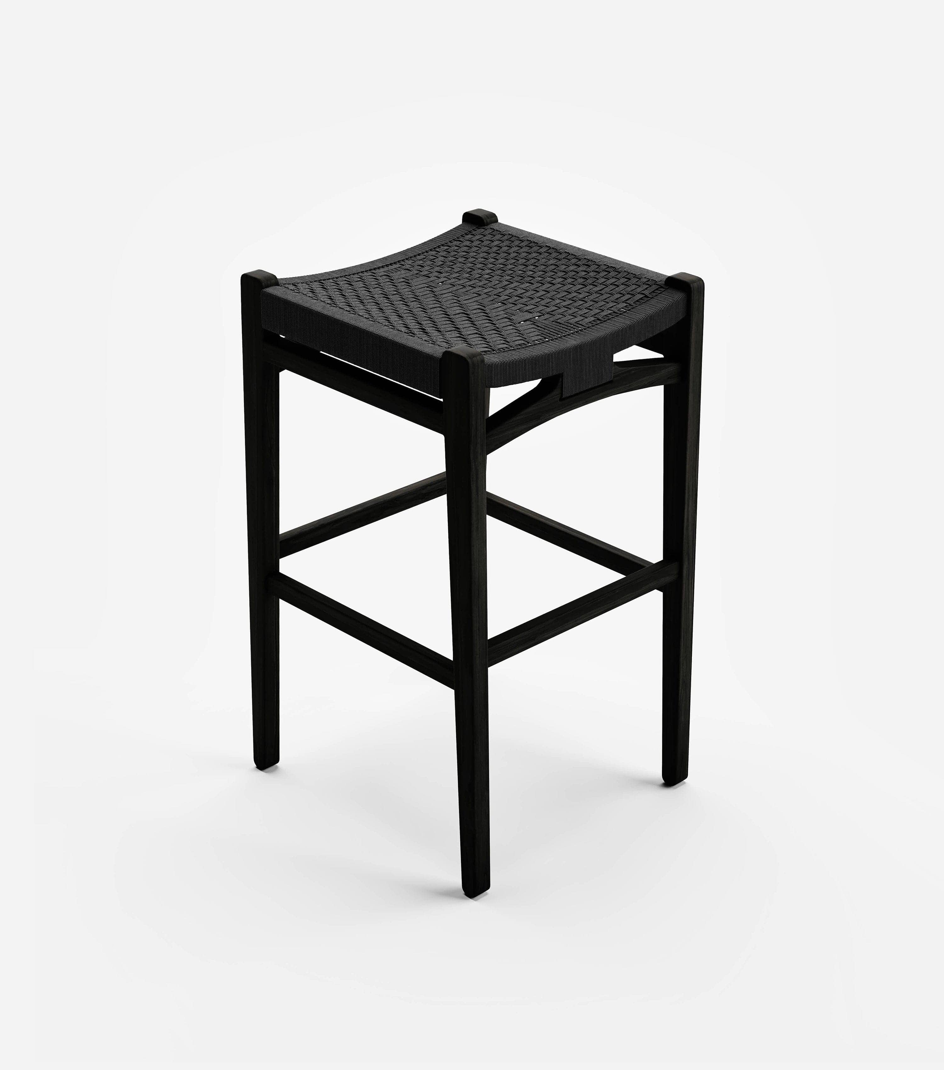 Chontales Backless Barstool | Black V Braided Cord - Image 8