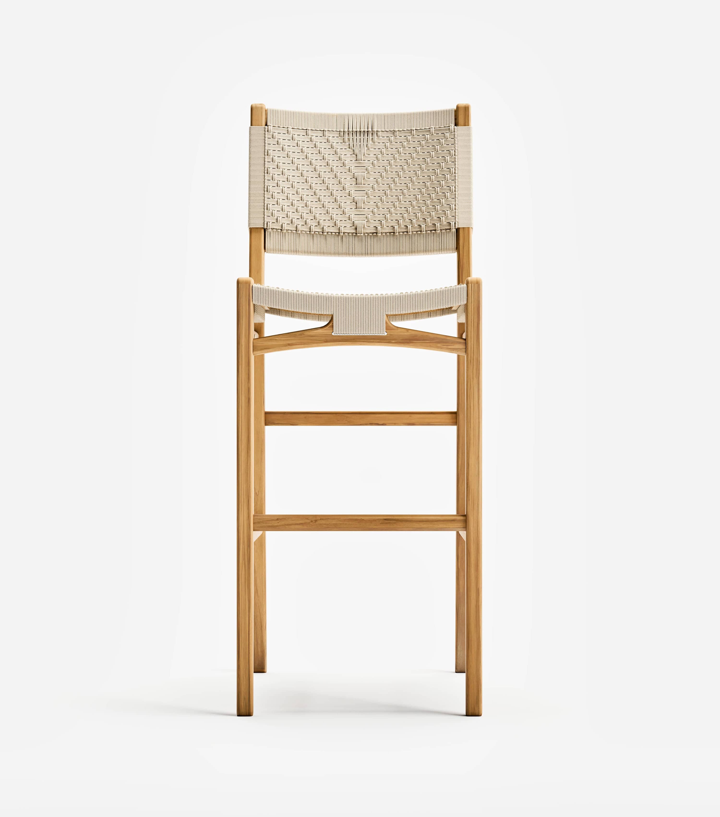Chontales Barstool with Backrest | Naturaline V Braided Cord - Image 10