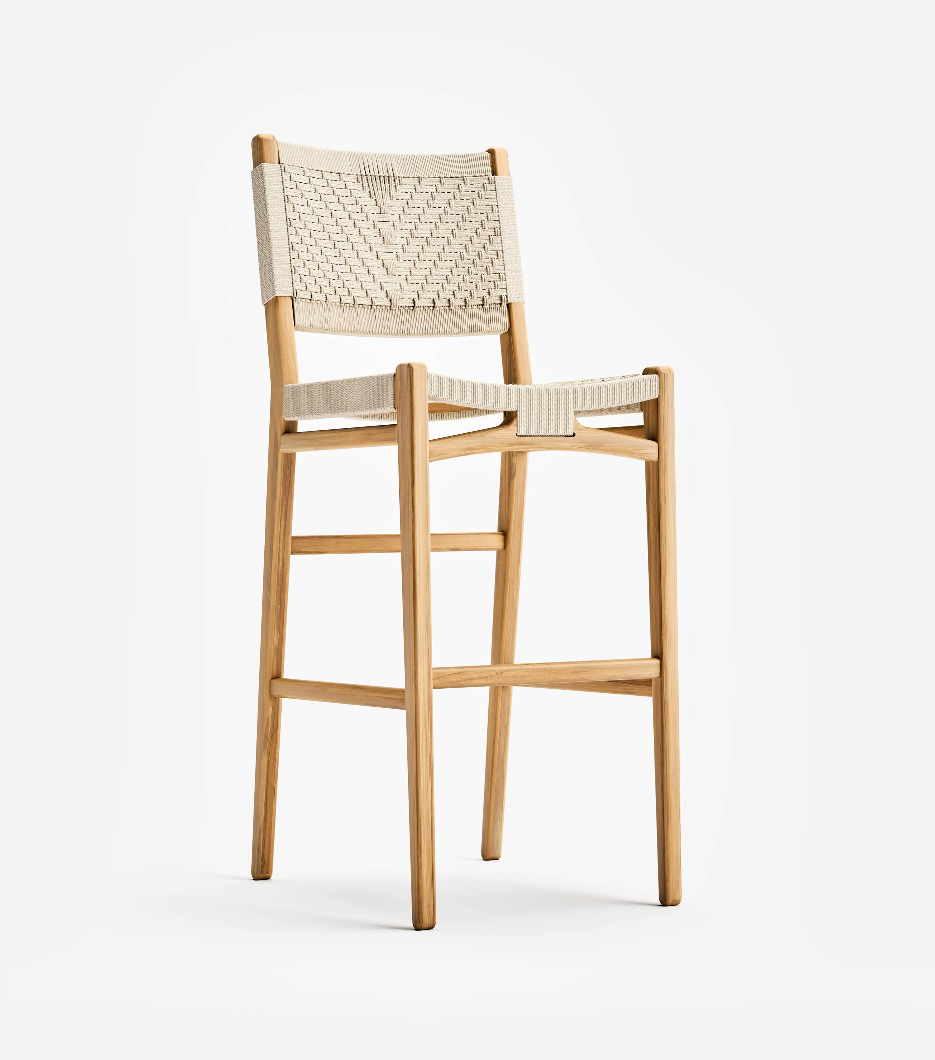 Chontales Barstool with Backrest | Naturaline V Braided Cord - Image 11