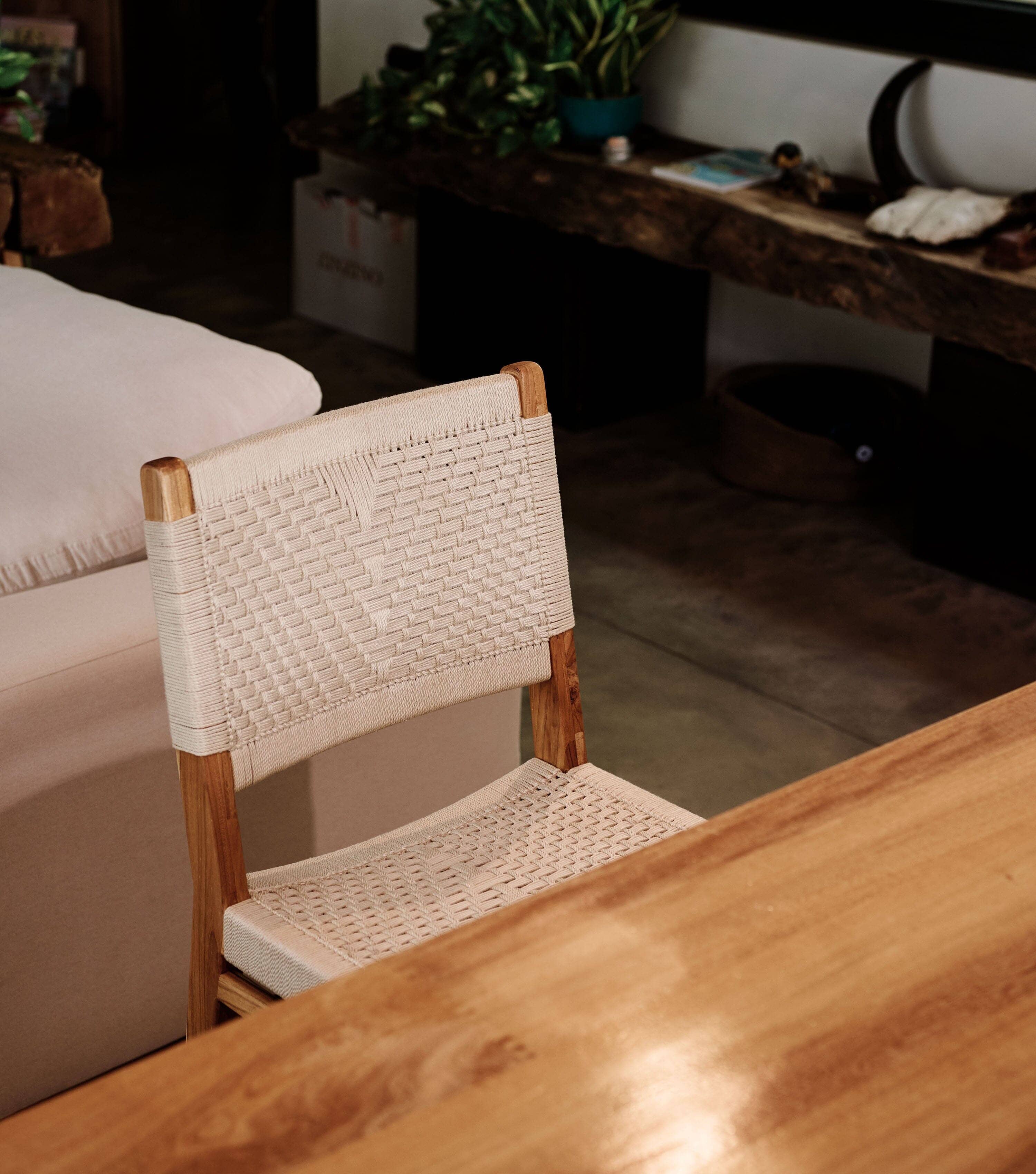 Chontales Barstool with Backrest | Naturaline V Braided Cord - Image 5