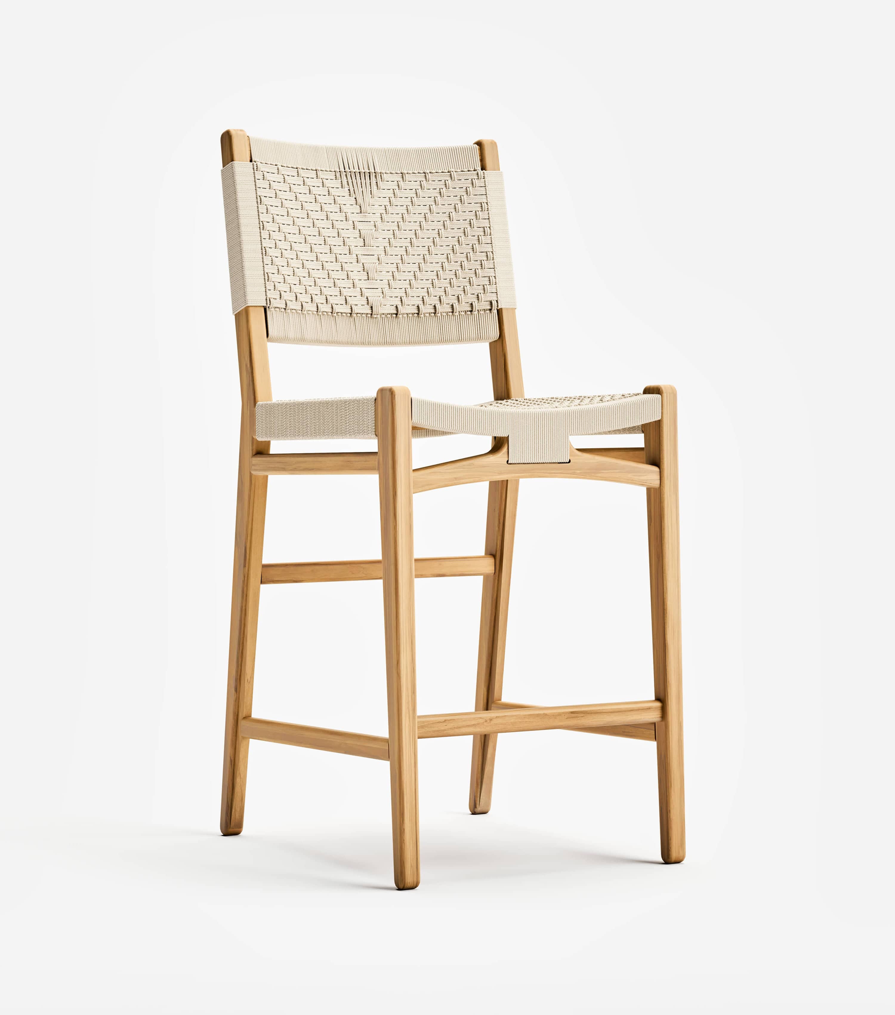 Chontales Barstool with Backrest | Naturaline V Braided Cord - Image 6