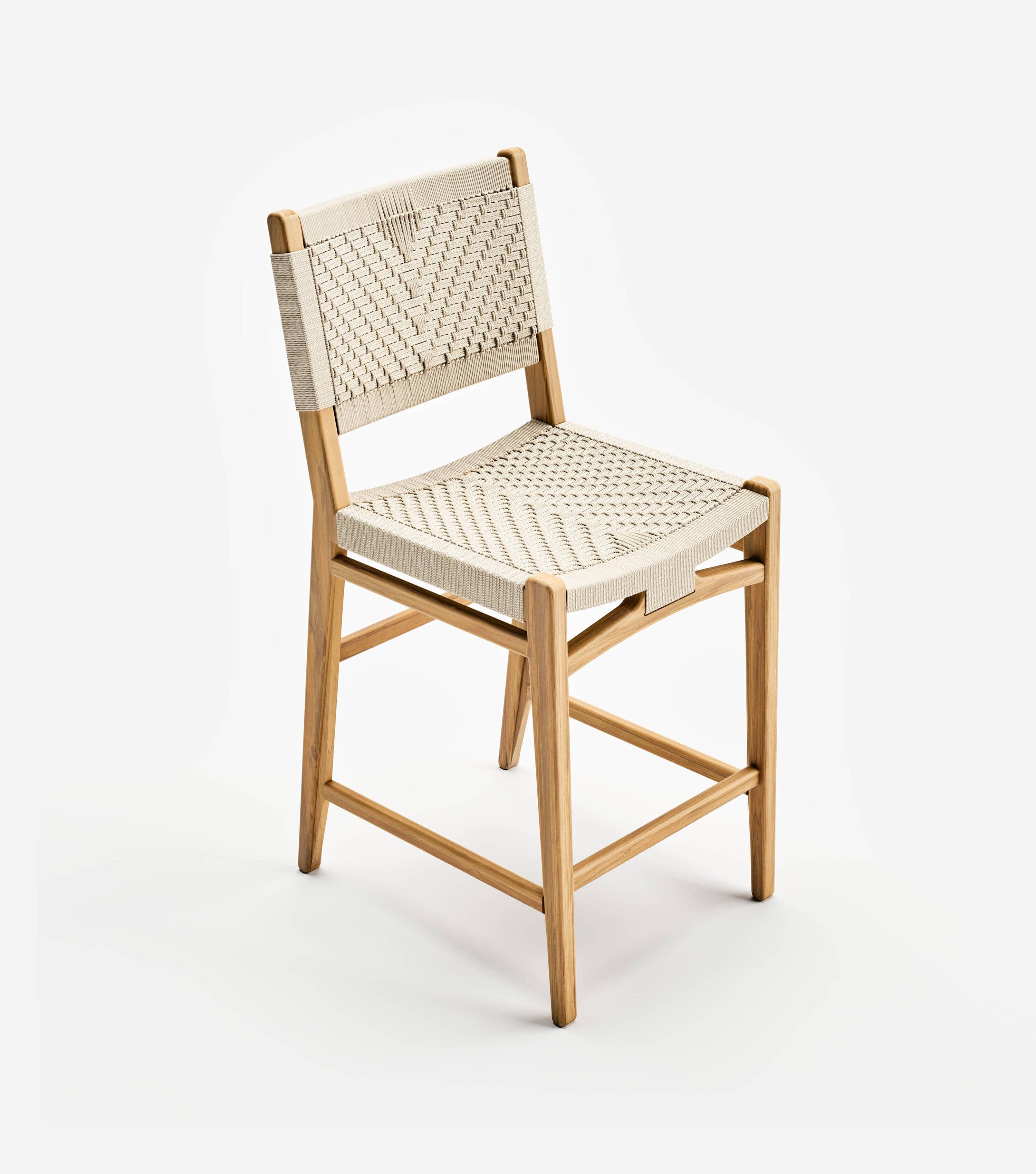 Chontales Barstool with Backrest | Naturaline V Braided Cord - Image 8