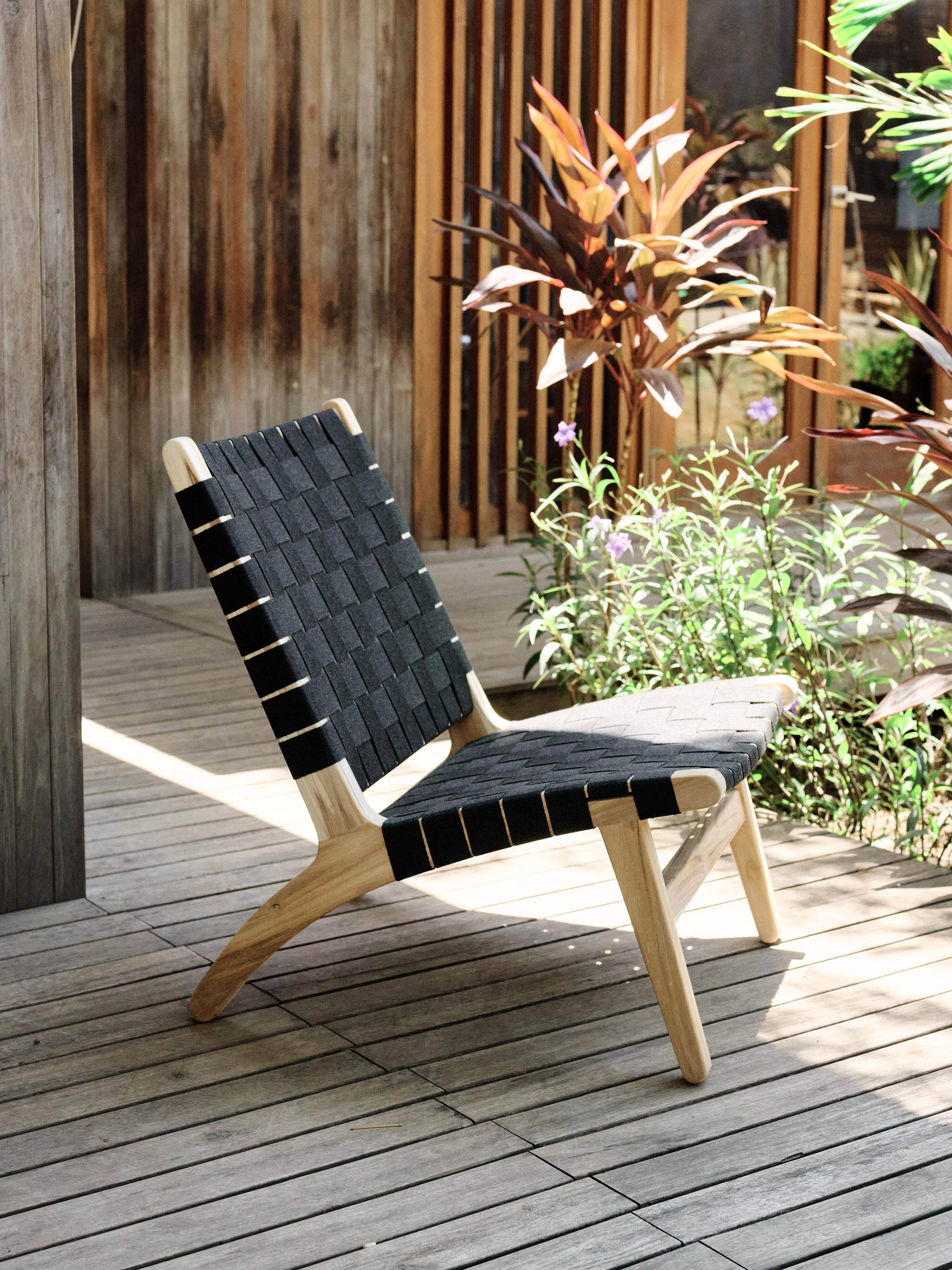 Masaya Outdoor Lounge Chair | 2" Black Straps - Image 10