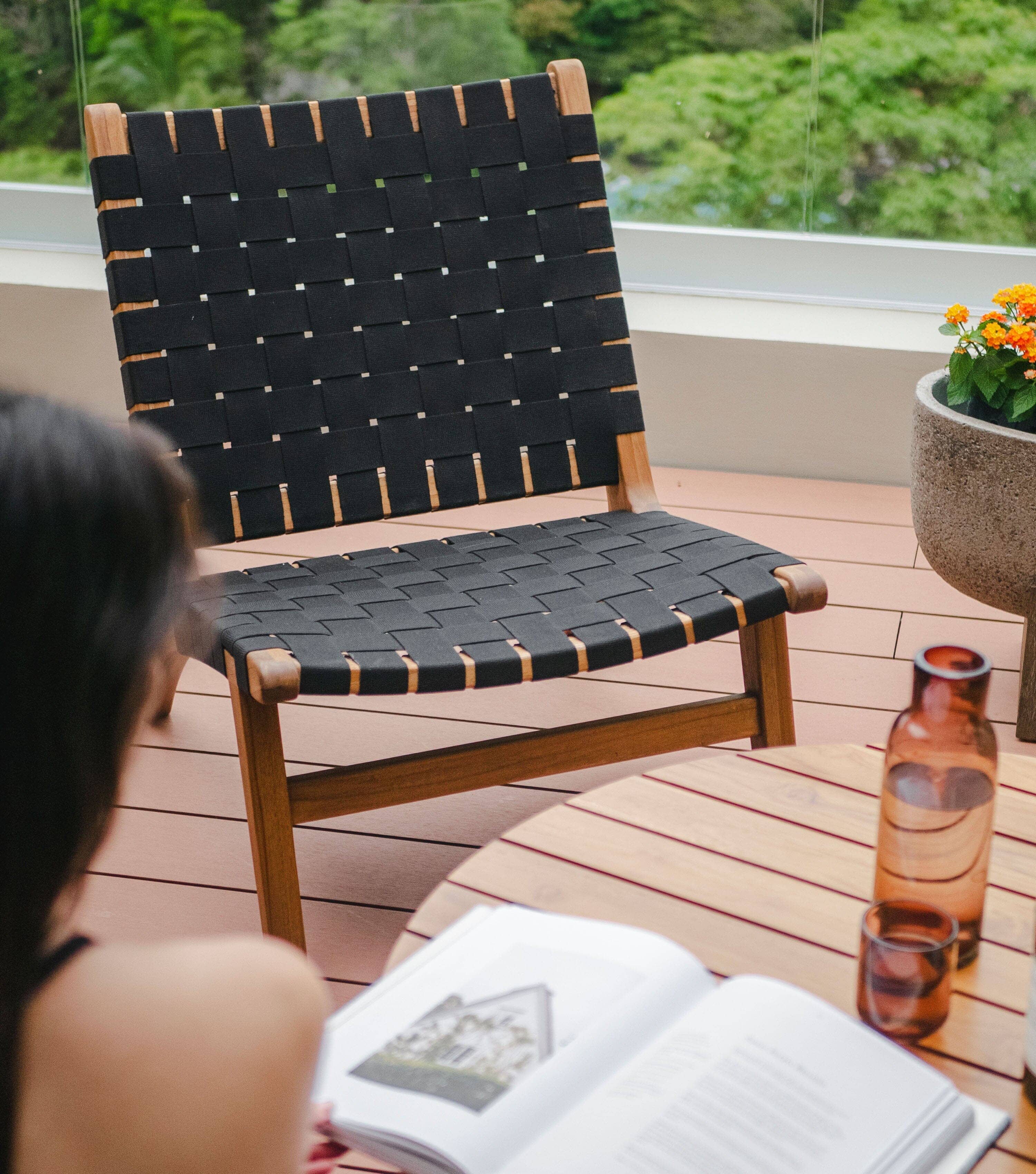 Masaya Outdoor Lounge Chair | 2" Black Straps - Image 6