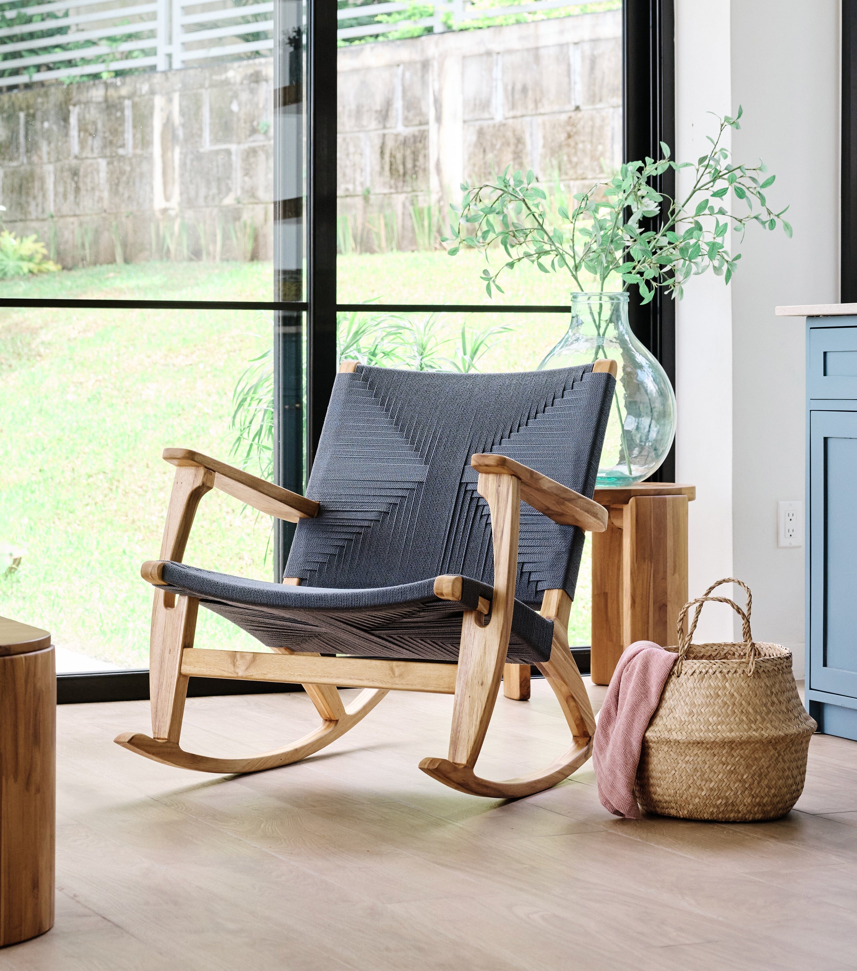 Masaya Rocking Chair | Charcoal Cross Braided Cord - Image 3