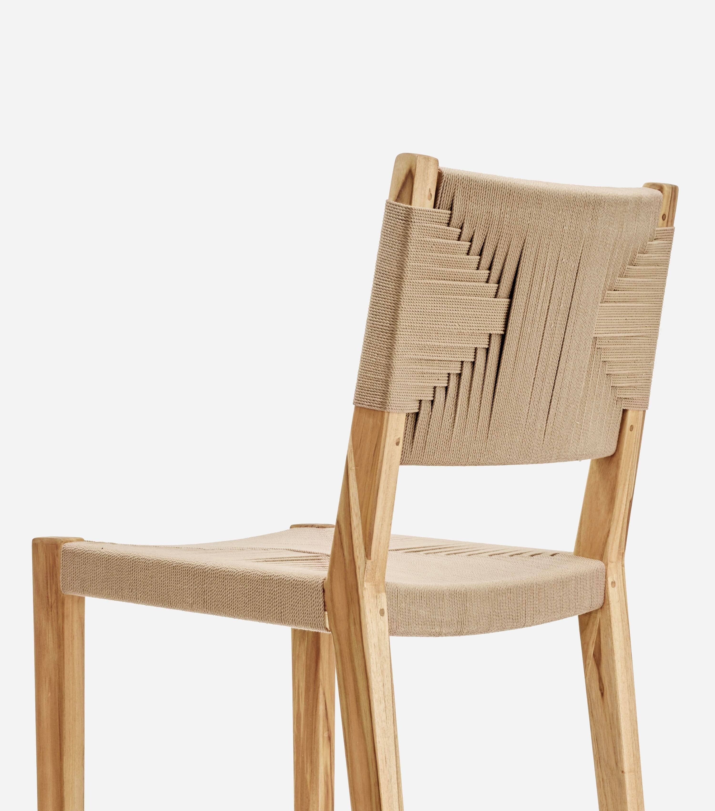 Monimbo Barstool with Backrest | Khaki Cross Braided Cord - Image 3