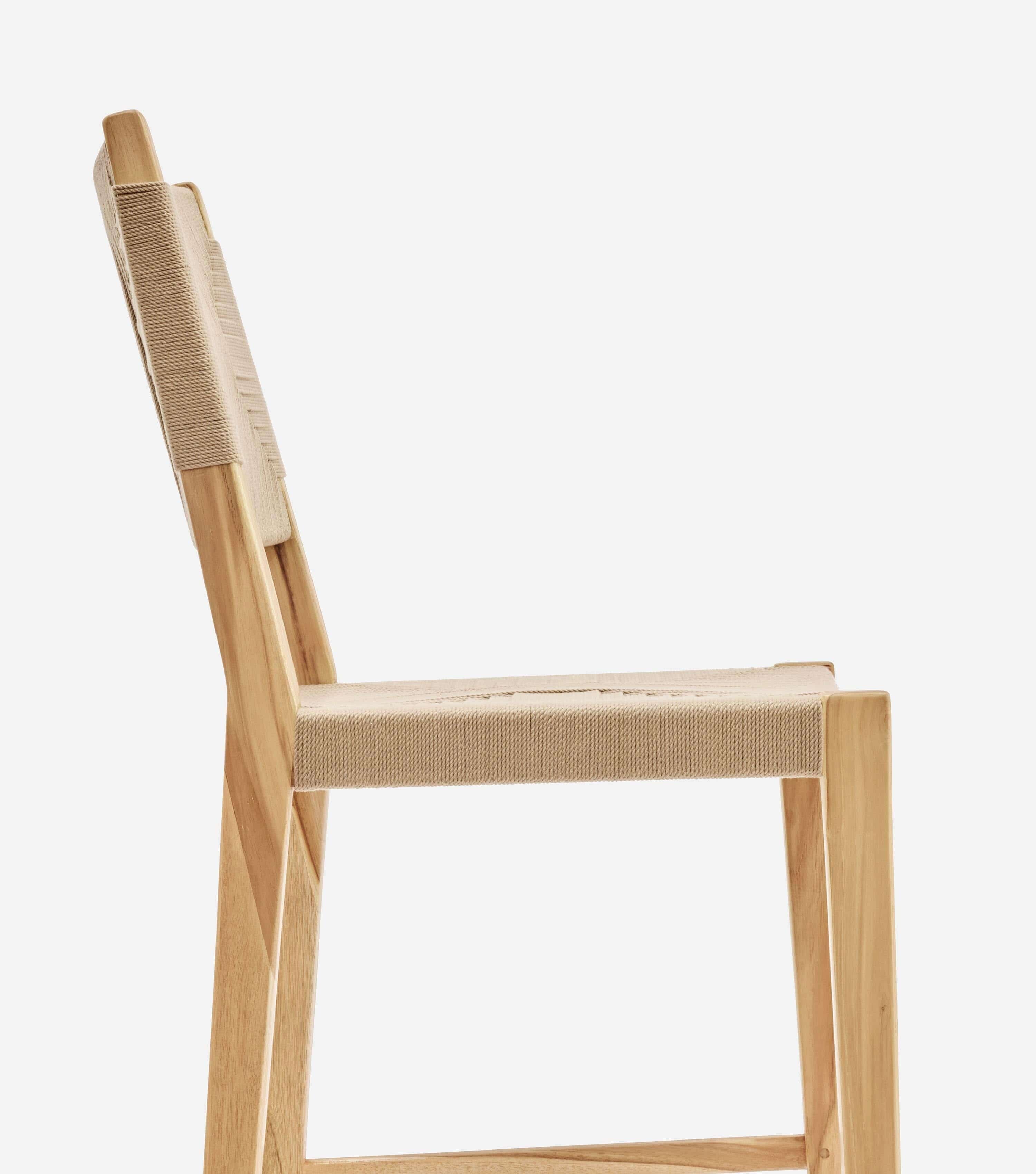 Monimbo Barstool with Backrest | Khaki Cross Braided Cord - Image 5